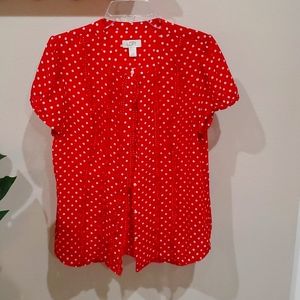 Ann Taylor Red Polka-dot Blouse